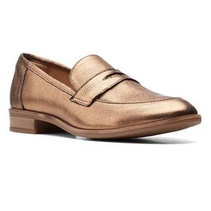 Clarks Trish Rose Metallic Leather Loafer - Copper - 7.5 wide